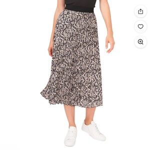 Vince Camuto Black and White Floral Midi Skirt